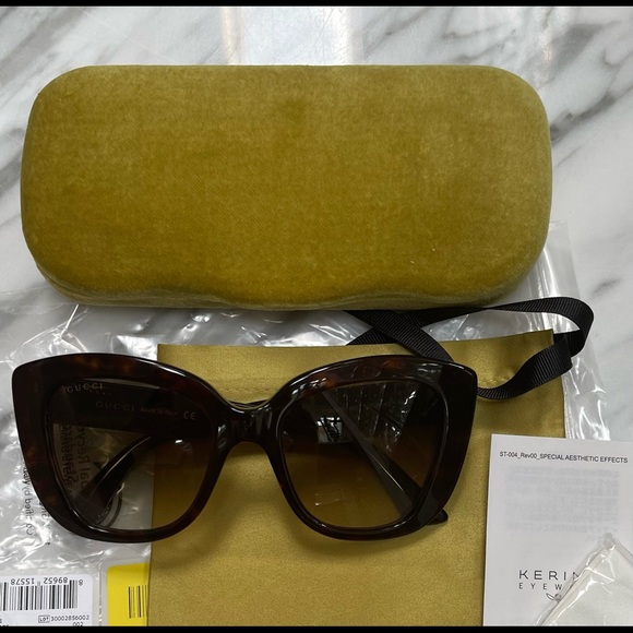 GUCCI CLASSIC CAT-EYE  HAVANA SUNGLASSES WITH GOLD “GG” LOGO SUNGLASSES main image 13
